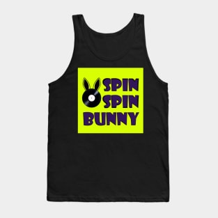 SpinSpinBunny Main Square Logo - Fluorescent Yellow - Black Purple Text Tank Top